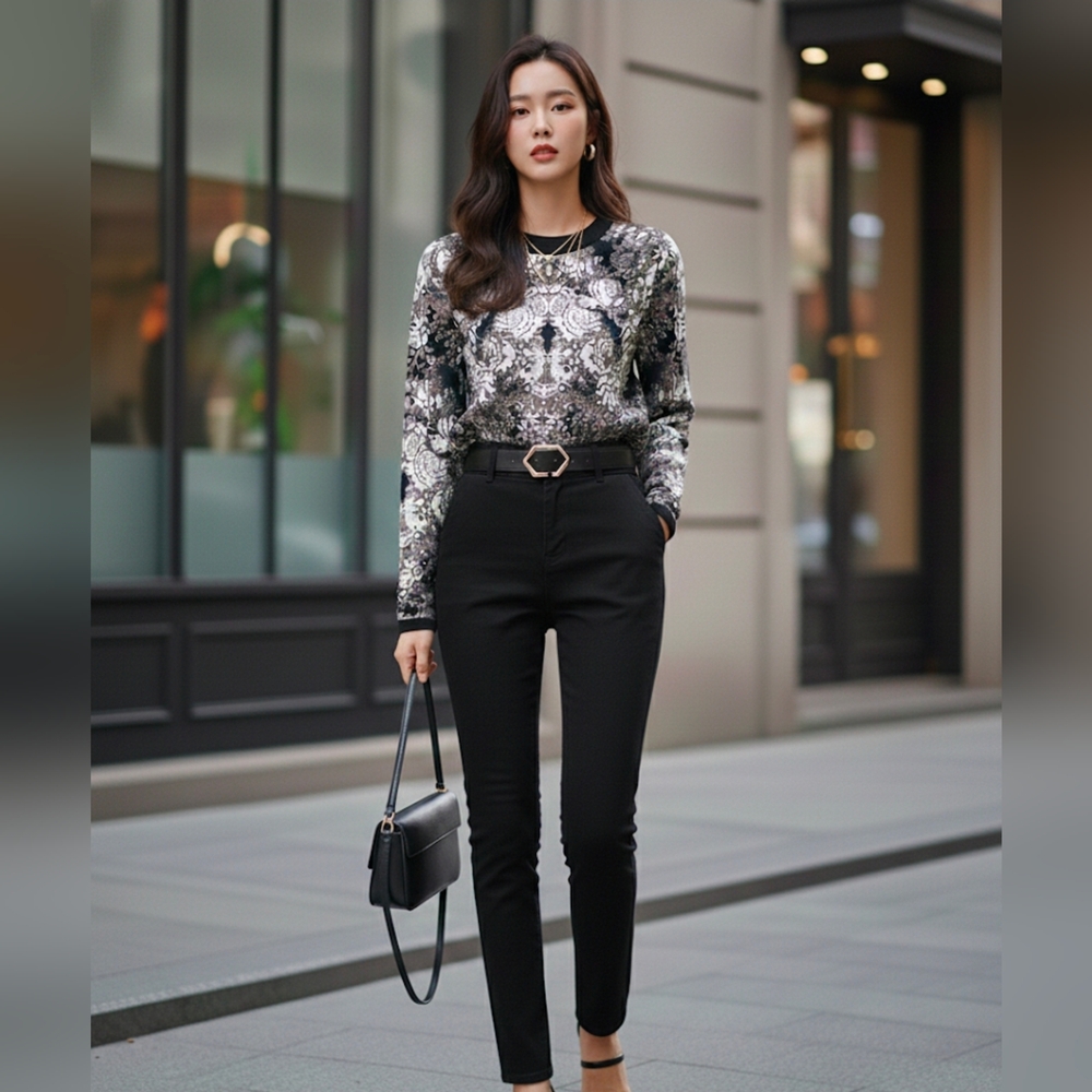 Nicole Miller Floral Pattern Knitted Sweater M